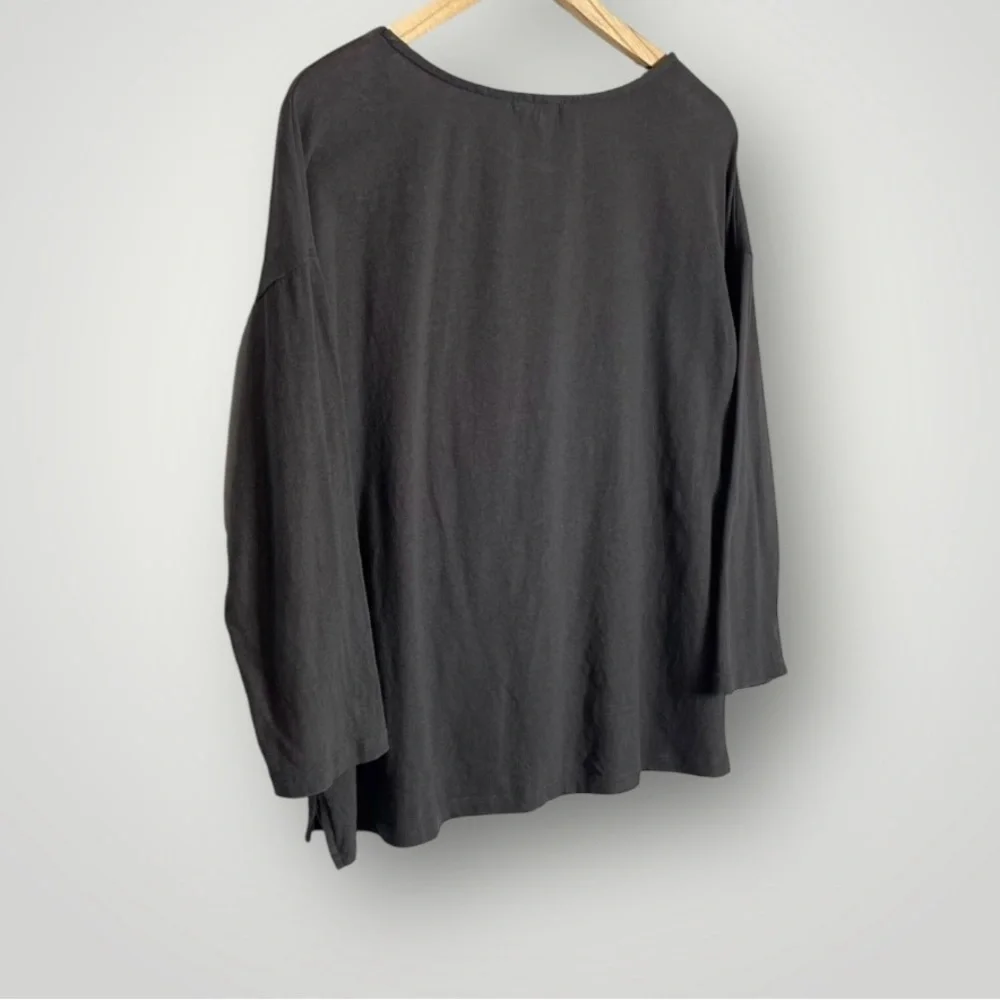 Sundry Striped Pullover Top Size Large 3/4 Sleeve Gray 100% Cotton EUC - Picture 5 of 8